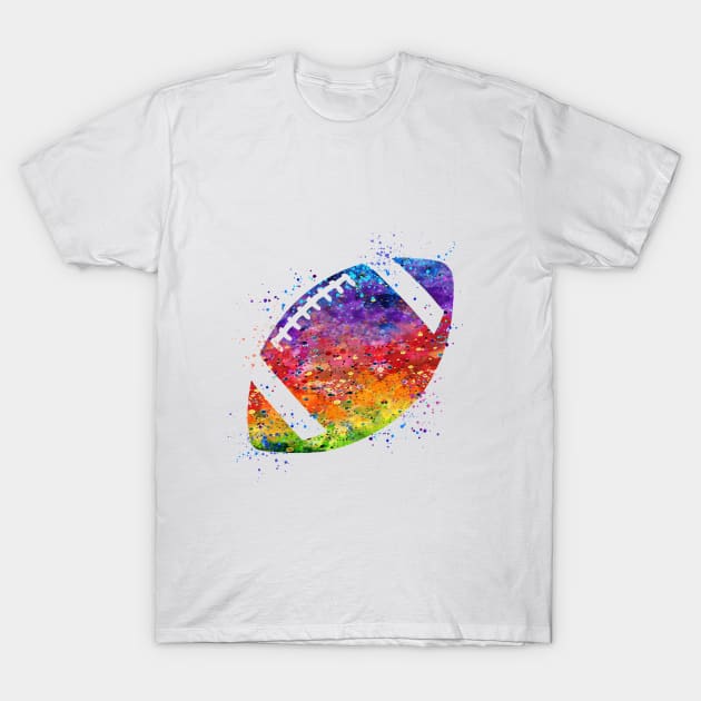 American Football Ball Colorful Watercolor T-Shirt by LotusGifts